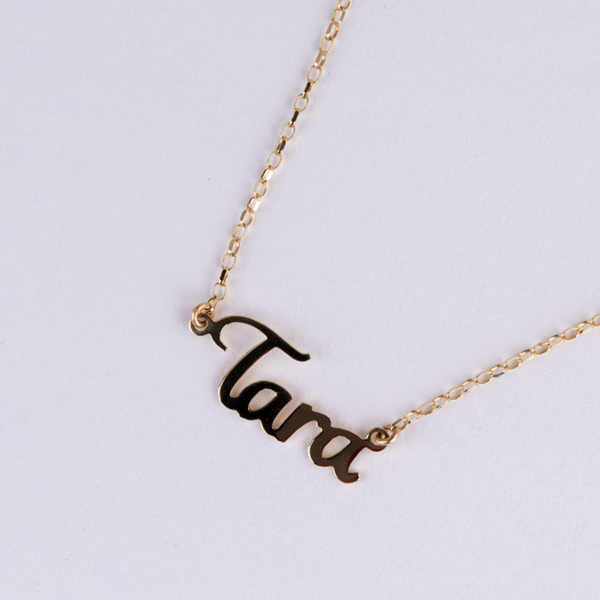 Personalised Name Necklace (Light Chain) - 9ct Yellow Gold