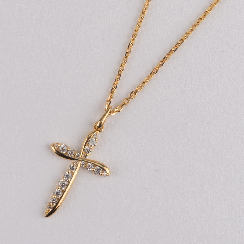 CZ CROSS - 9CT YELLOW GOLD