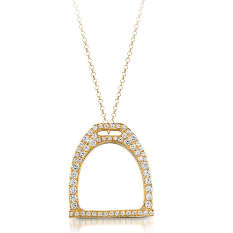 Equestrian Stirrup CZ Pendant - 9ct Gold