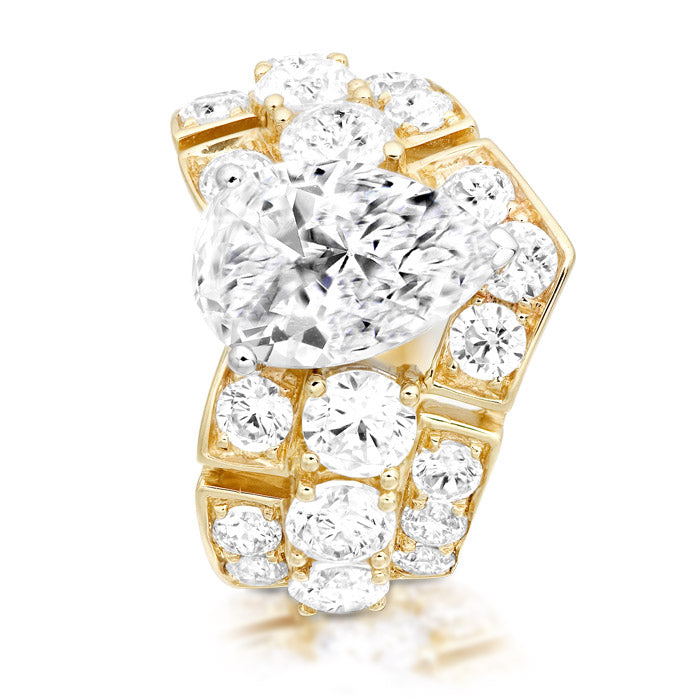 Cocktail CZ Dress Ring - 9ct Yellow Gold