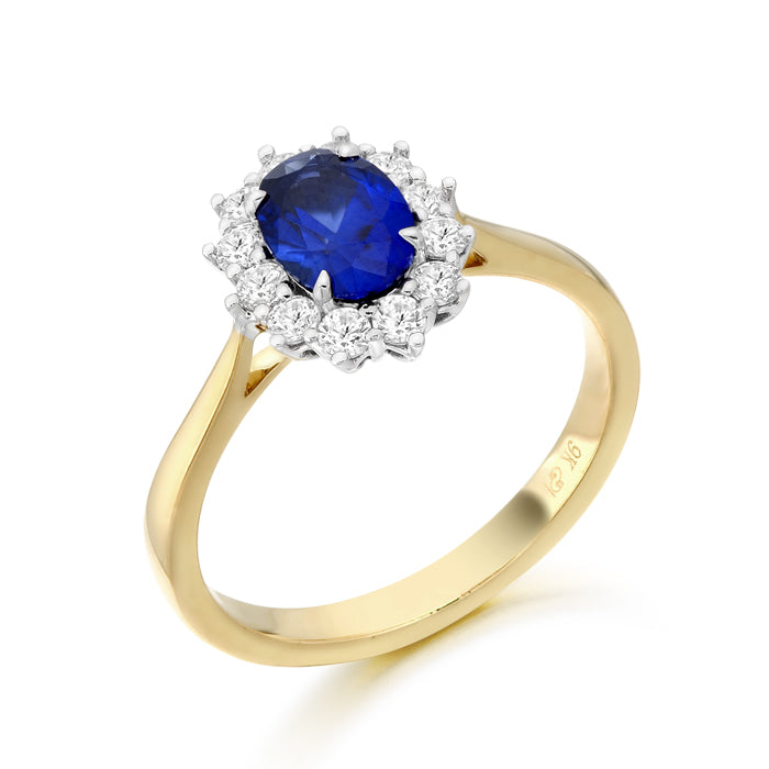 Lady Di Sapphire CZ Ring - 9ct Yellow Gold