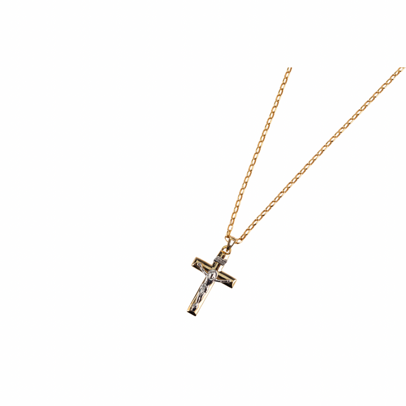 CRUCIFIX PENDANT - 9CT YELLOW & WHITE GOLD