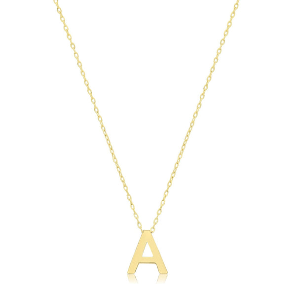'A' Initial Necklace - 9ct Yellow Gold